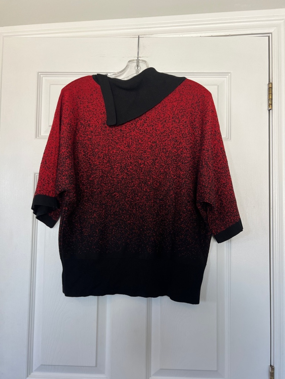 Sold - Red to Black Gradient Turtleneck Sweater with Pearl Buttons - Picture 4 of 4